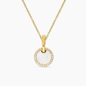 David Yurman Elegant Gold and White Circle Pendant Necklace